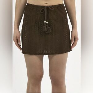 No Boundaries Dark Brown Crochet Cover Up Skirt